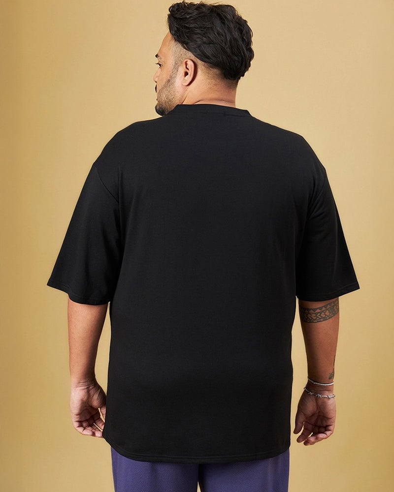 bewakoof Men's Black Oversized Plus Size T-shirt - Image 3